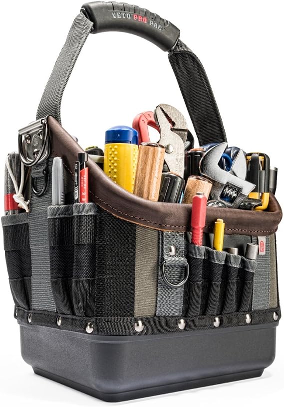 Veto Pro Pac Tech OT-MC Open Top Tool Bag | 28 pockets | Waterproof Base | Ergonomic Grip & Shoulder Strap | Easy Access Tool Pouch