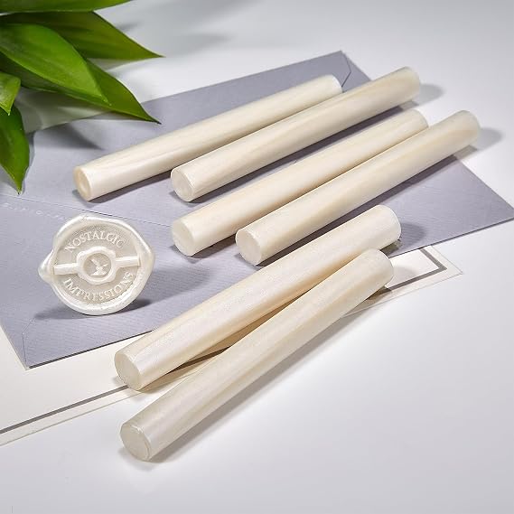 White Pearl Premium Glue Gun Sealing Wax for Wax Seal Stamps, Letters, Wedding Invitations-Pack of 6