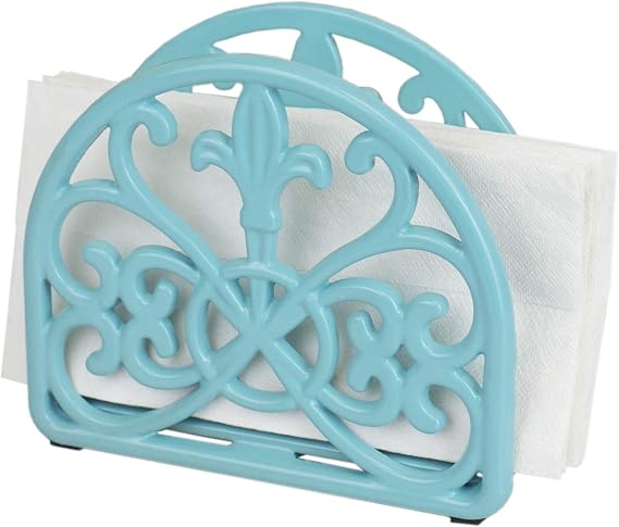 Home Basics Cast Iron Fleur De Lis Napkin Holder Kitchen Countertop Dinner Table Indoor & Outdoor