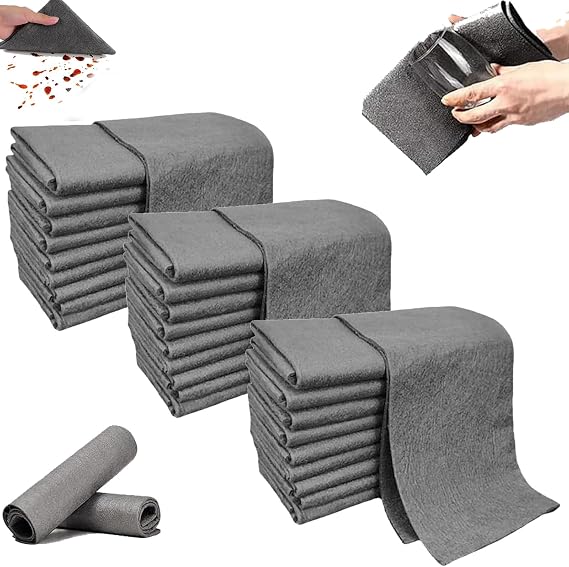 10/20/30 Pcs Thickened Magic Cleaning Cloth, 10 Counts Magic Cleaning Cloth, Reuseable Thickened Streak Free Magic Cleaning Wipes, Microfiber Cloth for Kitchen, Glass, Cars (30PCS)
