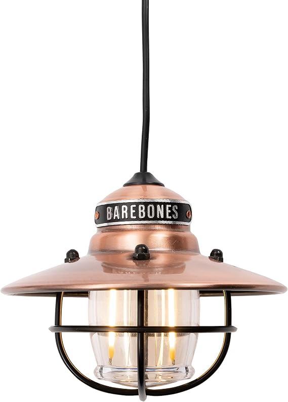 Barebones Edison Pendant Light Copper, Vintage Rustic USB LED Hanging Light for Outdoor and Indoor Use Adjustable Height String Lantern with Warm Edison Bulb Glow for Patio, Home, or Garden