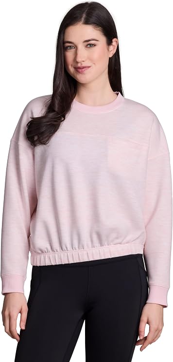 RBX Luxe Athleisure Sweatshirt for Women, Regular Length Banded Hem Lightweight Crewneck Pullover