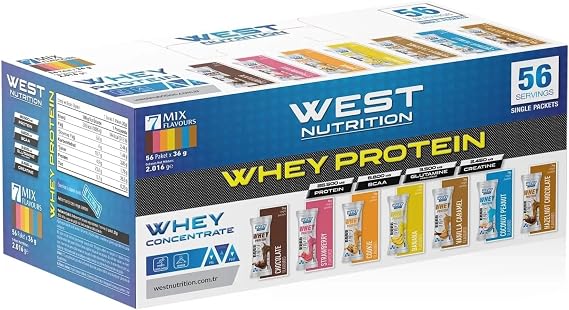 West Nutrition Whey Protein Powder 56 Serving Sachet 7 Mix Aroma