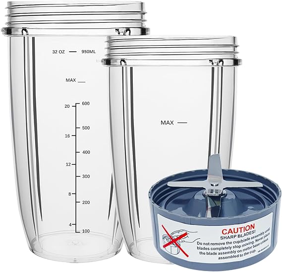 PODCAY Blender Replacement Parts for Nutribullet, 32oz & 24oz Cups with Replacement Extractor Blade, Compatible with Nutri Bullet 600W/900W Pro Blenders (3 PCS)