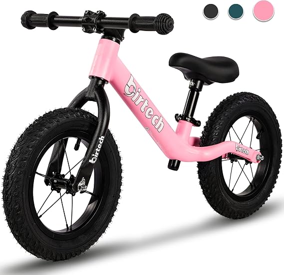 Hello-5ive 12 Inch Balance Bike for 3 4 5 6 Year Old Boys and Girls Lightweight Nylon Frame Toddler Training Bike No Pedal Wheels for Children with Adjustable Seat and Pneumatic Tyres