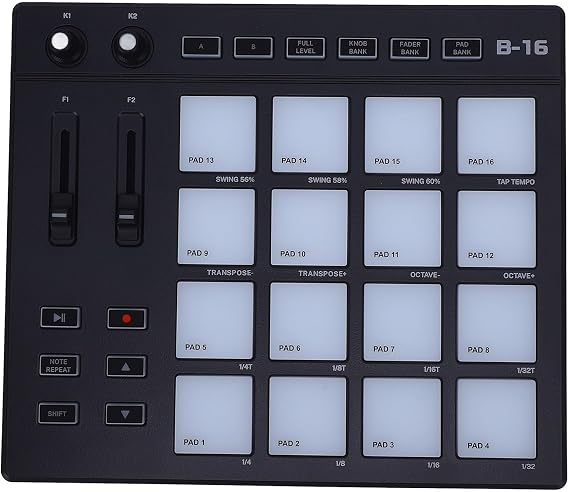 MIDI Controller Pad, USB MIDI Pad Beat Maker Drum Machine with 16 Beat Pads, RGB Lighting, Customizable Keys, Support Sound Workstation Software