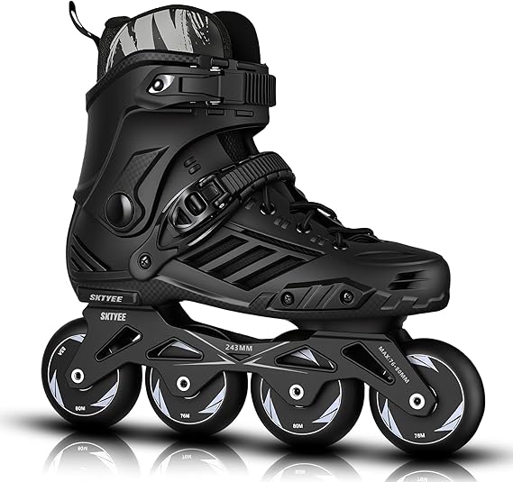 Professional Inline Skates for Men and Women High Performance Roller Skates for Adults Comfortable Breathable Speed Racing Skates with Washable Lining for Beginners Black Black, 43EU