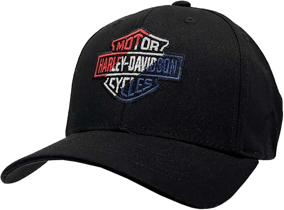 Harley-Davidson Men's RWB Bar & Shield Logo Stretch Fit Baseball Cap - Black