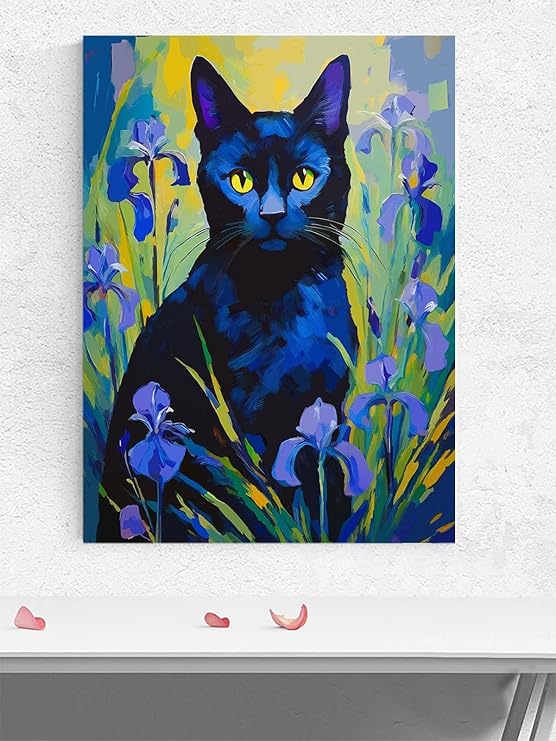 Postermanya Midnight Iris, Gece İrisi Kedi Ekspresyonizm Poster - Afiş - Dekoratif Duvar Poster