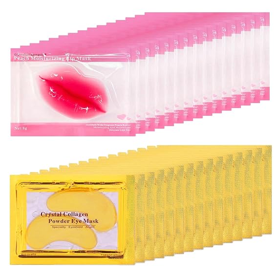 Miniling 30 Pairs Eye Masks & Lip Masks, Under Eye Patches for Dark Circles, Lip Mask Skincare, Bridal Shower Gifts, Bridesmaid Gifts, Bulk Gifts, Wedding Gifts, Birthday Gifts for Women, Skincare