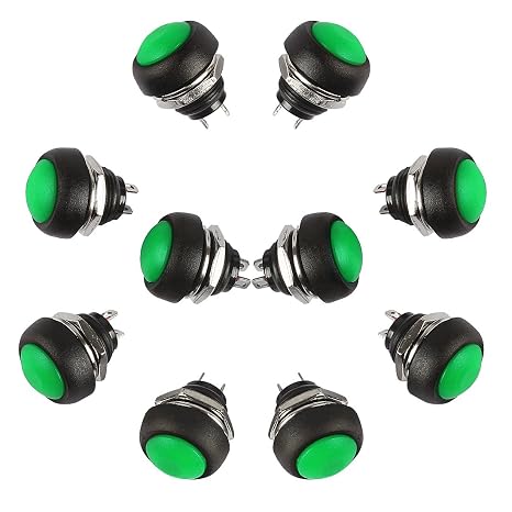 Larcele Push Button Switch Mini Momentary Waterproof Switch 12mm,10pcs ANKG-01 (Green)