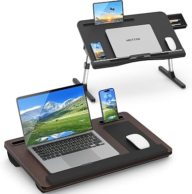Home Office Lap Desks, Adujustable Laptop Bed Table and Portable Lap Desk for Laptop for Writing Working Reading Eating