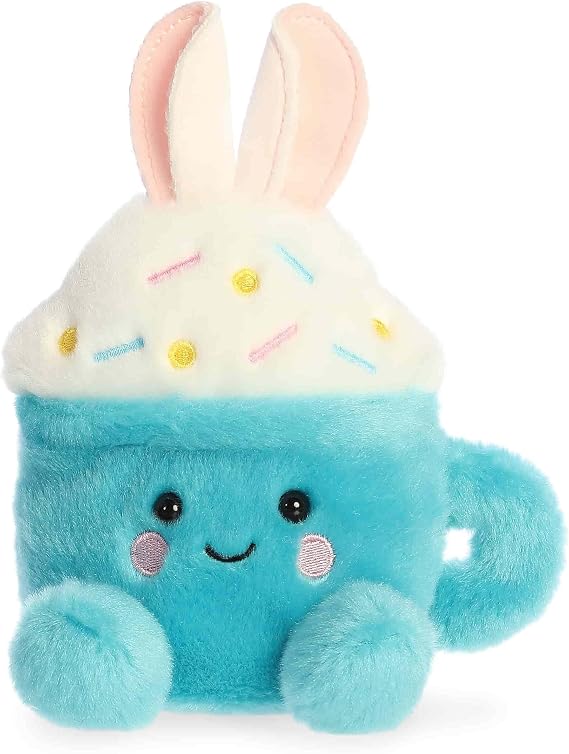 Aurora Adorable Palm Pals Lopi Bunny Latte Stuffed Animal - Fun Collectible Plush For Kids and Adult Collectors - Seasonal Plush For Easter Holiday - Blue 6 Inches
