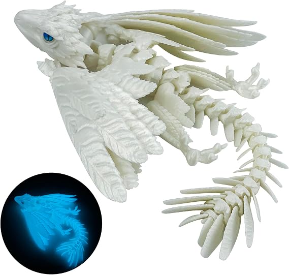 Feathered Wyvern Dragon,3D Printed Dragon, Articulated Dragon with Wings, 3D Printed Toys, Desktop Pet - Perfect for Fantasy Enthusiasts (Noctilucent Blue)