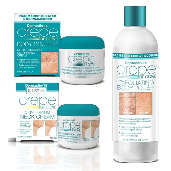Dermactin Crepe Be Gone Deluxe Crepe Skin Collection - Includes Crepe Be Gone Souffle, Body Polish & Neck Cream