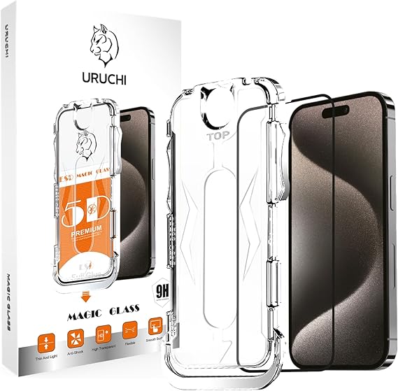 Extra Strong Screen Protective Glass with Alignment Apparatus Compatible with URUCHI Samsung S23 and Against Strokes That Leave Absolutely No Dust Under the Glass While Installing