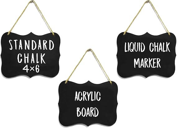 3 Small Chalkboard Signs Hanging Boards Acrylic 4x6 Double Sided for Crafts Office and Food Buffets Memo Message Mini Blackboard Sign