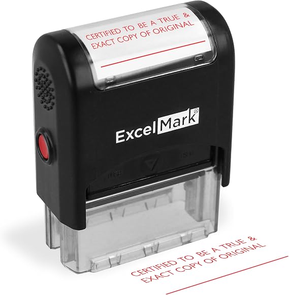 ExcelMark Self-Inking Rubber Stamp Certifed to be True & Exact Copy of Original