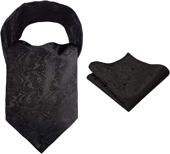 Alizeal Mens Self-tied Cravat Tie Ascot and Pocket Square Set
