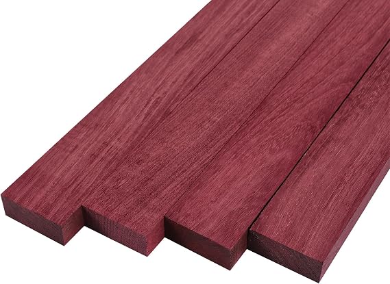 4 Pcs Purple Heart Wood Exotic Wood Hardwood Lumber Board Imported Exotic Hardwood Variety Pack for Craft of Woodworking Cutting Boards Processing Handicraft Production(3/4" X 2" X 24")