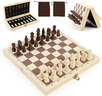 Chess Sets Board Games Travel Chess Set for Adults Kids, Magnetic Wooden Chess Set with Storage Bag,Unique Chess Set Folding Portable Chess Boards Game Birthday Gifts for Beginners Tournaments