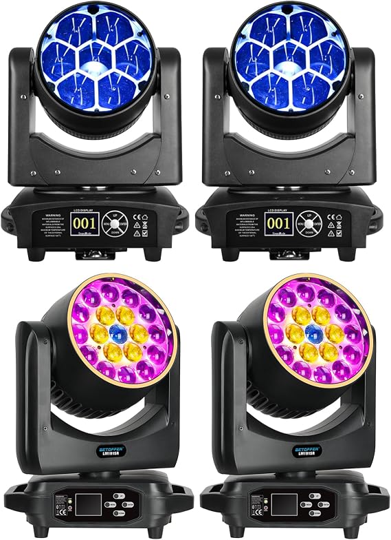 BETOPPER 740W & 1915W Moving Head DJ Lights with RGBW Effects-4 Packs