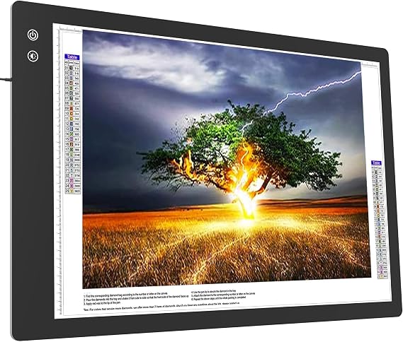 TOHETO Rechargeable A1 Light Board for Diamond Painting (35.4x23.6), 3-Color Light Diamond Art Large Light Pad with Adapter&Clips, Lightbox for Tracing and Drawing, Light Table Light Box for Artists