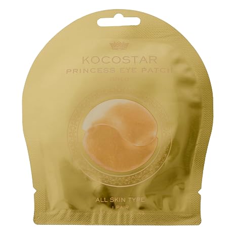KOCOSTAR Princess Eye Patch Gold - Korean Eye Pads Against Dark Circles Wrinkles Fine Lines - Anti-Ageing Eye Patches Eye Pads Under Eye Pads - Gentle Eye Pads for All Skin Types 1 Pair