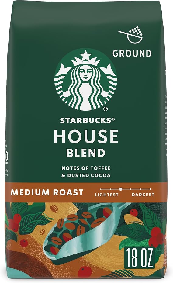 Starbucks Ground Coffee—Medium Roast Coffee—House Blend—100% Arabica—1 bag (18 oz)
