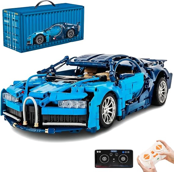 RC Car Building Kit, 1:14 App Control Car Kit with LEDs | car kit with 778 pieces, LED lights, functional steering, motorized parts, and moving-hood detail; built for display.
