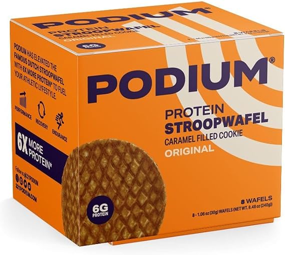 Podium Protein Stroopwafel, Dutch Waffle Cookie, Caramel, 8 Count