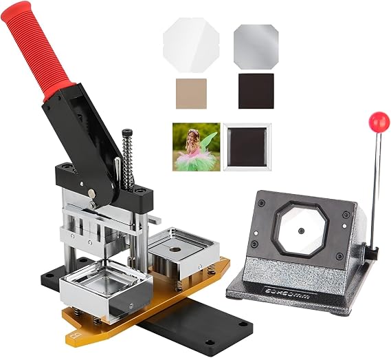 Button Maker Machine, DIY Square Button Press Machine,Metal Photo Magnet Machine Button Maker, for Picture Badge Button