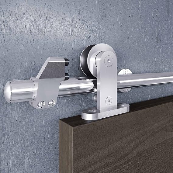 5 FT Top Mount Stainless Steel Sliding Barn Door Hardware Track Kit,Modern,Heavy Duty,Anti-Rust,Slide Smoothly Quietly,Easy Install (5FT Track Kit for 26"~30" Wide Single Door)