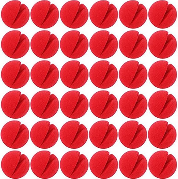TIHOOD 35PCS 2"x2" Red Circus Clown Nose Bulk for Party Halloween Costume Supplies Christamas