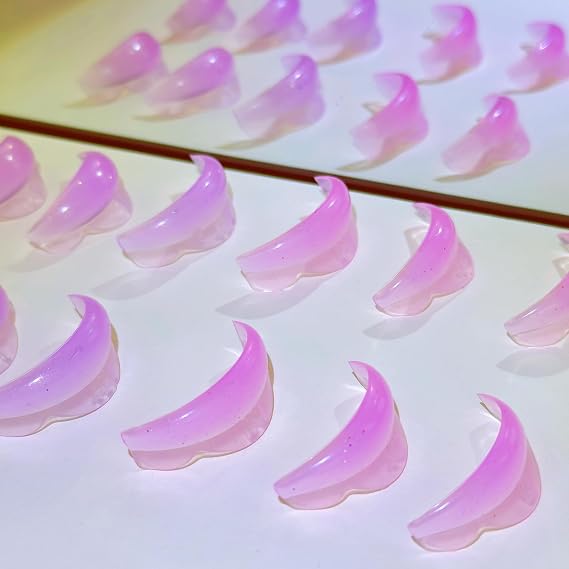 ICONSIAM Lash Lift Shields C Curl 5 Size Lifting Pad, Rapid Eyelash Shield Shiny Perm Rods Make Eyes Natural Curl Flexible Pads Extreme Rod 100 Use Elastic Lami Perming Roller (Pink Color)