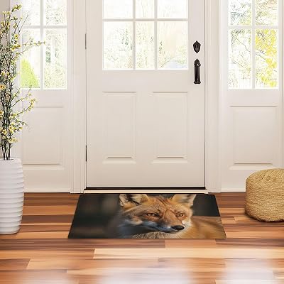Welcome Doormat 32x20in Non-Slip Rubber Backing Doormat Washable Entryway Rugs Absorbent Laundry Rug for Home Enrtance Entryway Outside Patio Porch Fox Head