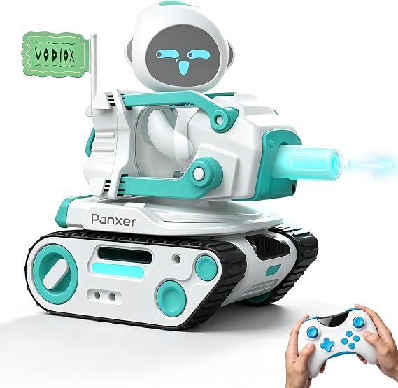 Panxer+Maticontroller RC Tank Eilik Robots Blue/Pink/DQ/Silver Crawler Toy with LED Lights and 2.4GHz Remote Control Single/Multiplayer Mode