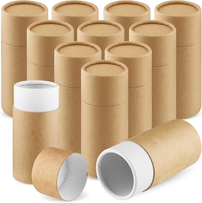 12 Pcs 50ml1.7oz Kraft Paper Jar Empty Cardboard Boxes Round Cardboard Gift Packaging Tube Container with Lid for Crafts Tea Coffee Cosmetic - Brown
