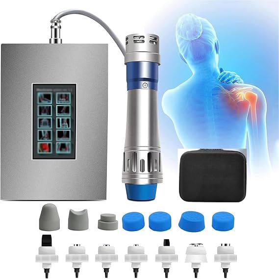 Focused Shock Wave Therapy Device, Portable Electric Shock Wave Therapy Device with 7 Therapy Heads, Force Adjustment/intensity: 60-200MJ, for Body Pain Therapy