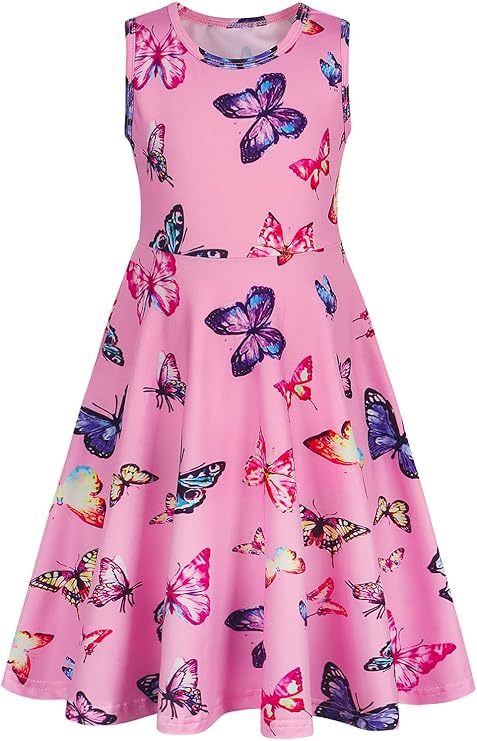 Girls Summer Dress Sleeveless A-Line Swing Sundress Casual Beach Dresses