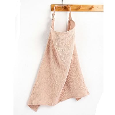 Muslin Nursing Cover for Breastfeeding Upgraded Breastfeeding Cover with Rigid Hoop, 100% Cotton Khaki Color