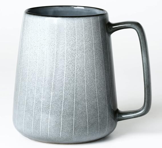 Large Ceramics Coffee Mugs, 24 OZ Extra large Mug, Big Handle Mug, Grey | 24 OZ Large Handle Coffee Mugs, Extra Large Tea and Coffee Cup for Office and Home, Microwave and Dishwasher Safe