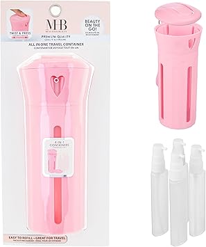 Travel Beauty Dispenser Portable 4-in-1 Travel Bottle Set | Leak-Proof Refillable Toiletry Containers for Shampoo, Conditioner & Lotion | TSA Approved Travel Bottles for Women