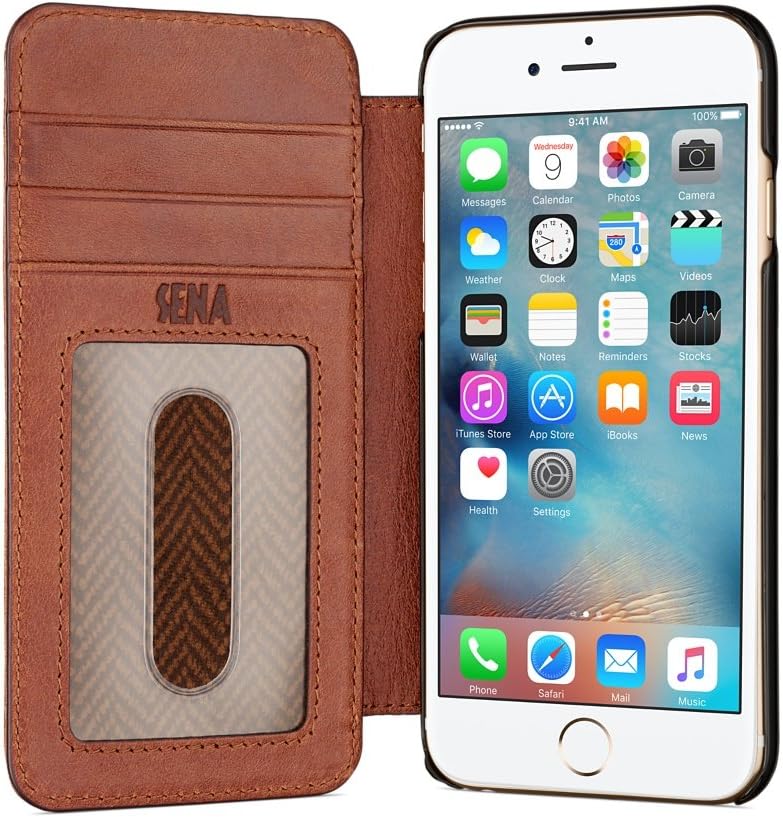 Sena Ultra Thin Wallet Book, Thinnest Book Style Wallet case Solution for The iPhone 87  6 Cognac