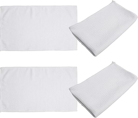 Craft Express Sublimation Waffle Kitchen Towel - Blank White Hand Towels - Two Sizes Ready to be Personalized with Flat Heat Press - 4 Pack (11x18 Inches)