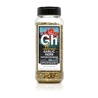 Spiceology & Derek Wolf - Garlic Herb - Argentinian-Inspired BBQ Rub - Barbeque Spices and Seasoning Blends - Use On: Lamb, Chicken, Chimichurri, Shrimp, Eggs and Vegetables - 18 oz