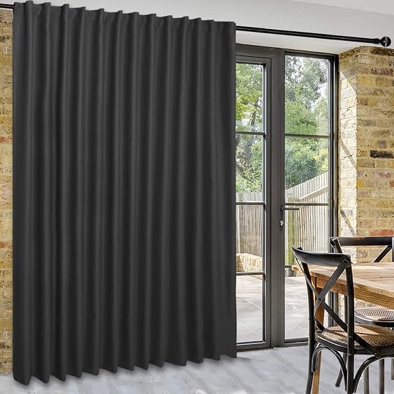 DWCN Privacy Room Divider Blackout Curtain - Patio Sliding Door Curtains, Extra Wide Thermal Curtains with Back Tab & Rod Pocket for Living Room and Bedroom Partition, 72 x 72 Inches, Black