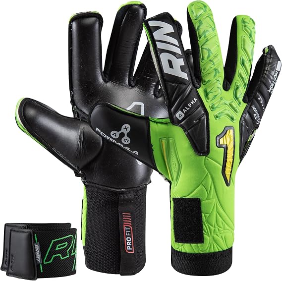 Rinat Egotiko Vengador Pro-Alpha Goalkeeper Gloves, AXG Formula Latex Grip, Hybrid Negative-Roll Cut, Impact Absorption, Breathable