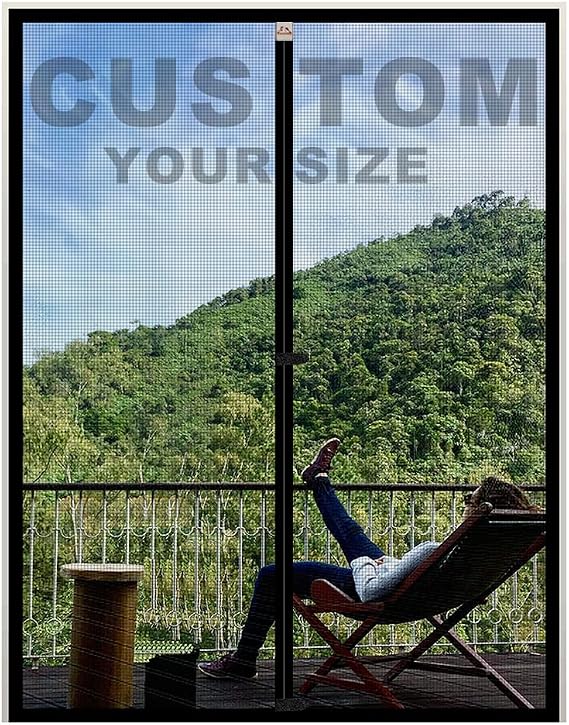 Yotache Custom Size Fly Screen Door, Reinforced Polyester Anti-Tearing Mosquito for Patio Doors High Transparent Hands Free Entry Great for Pet and Kid, Black, White, Grey