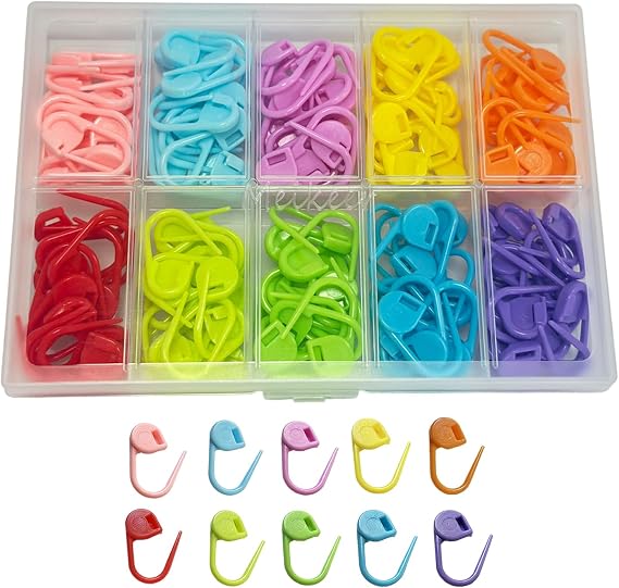 Meikeer 150PCS Locking Stitch Markers with Storage Box, 10 Colors